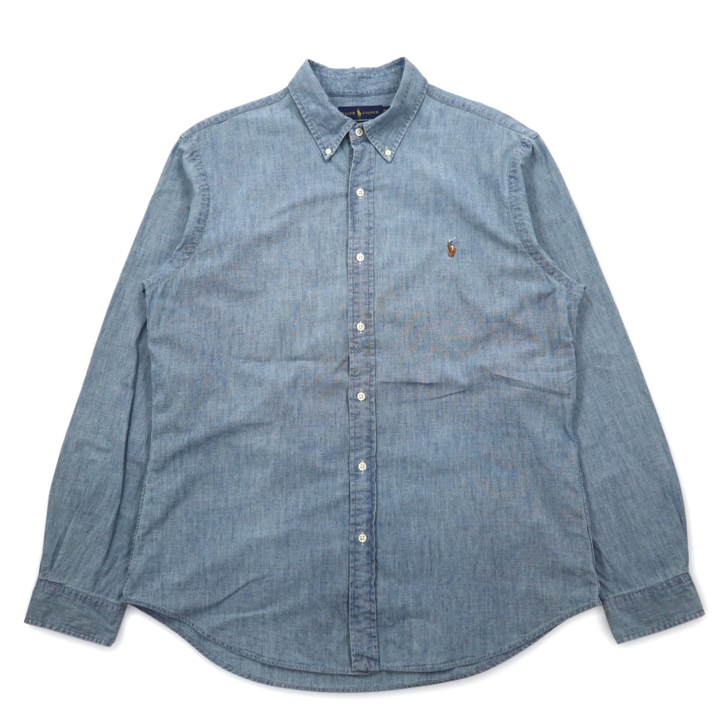 RALPH LAUREN シャンブレー ボタンダウンシャツ XL ブルー SLIM FIT ビッグサイズ スモールポニー刺繍