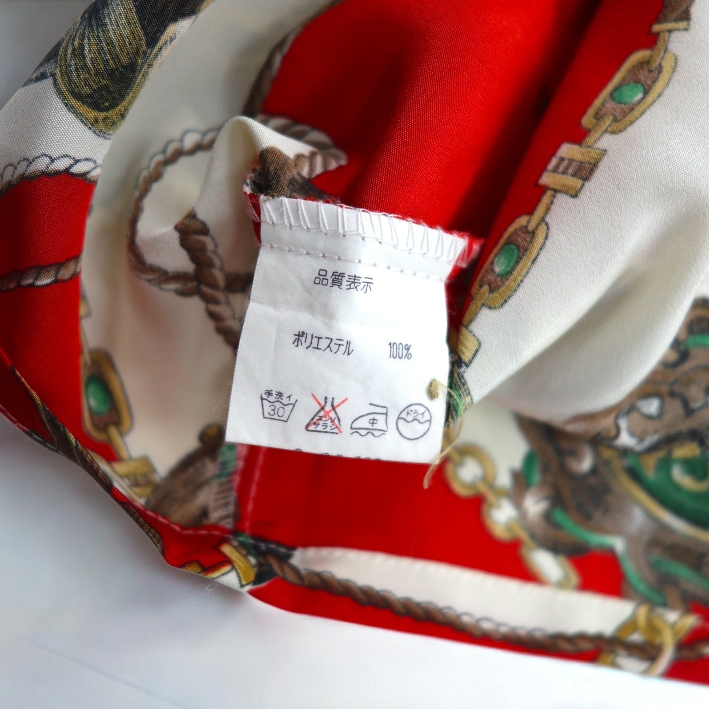 Vintage 90s Japan Made Retro Patterned Blouse Sampaquita スカーフ レトロ ブラウス M レッド