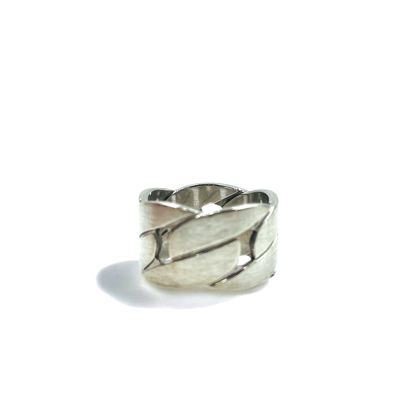 GUCCI イタリア製 ワイド チェーン リング 指輪 12号 シルバー 925 喜平