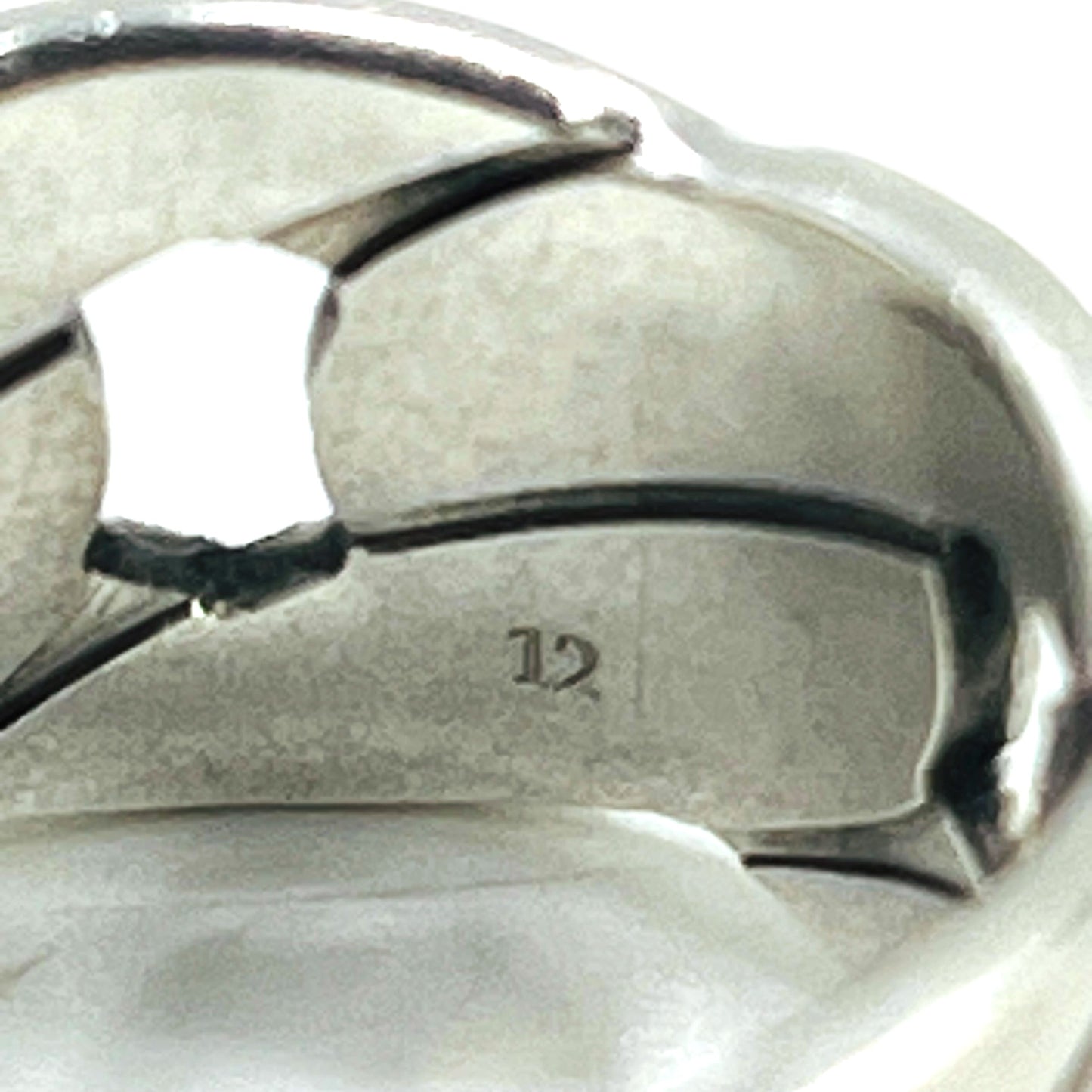 GUCCI イタリア製 ワイド チェーン リング 指輪 12号 シルバー 925 喜平