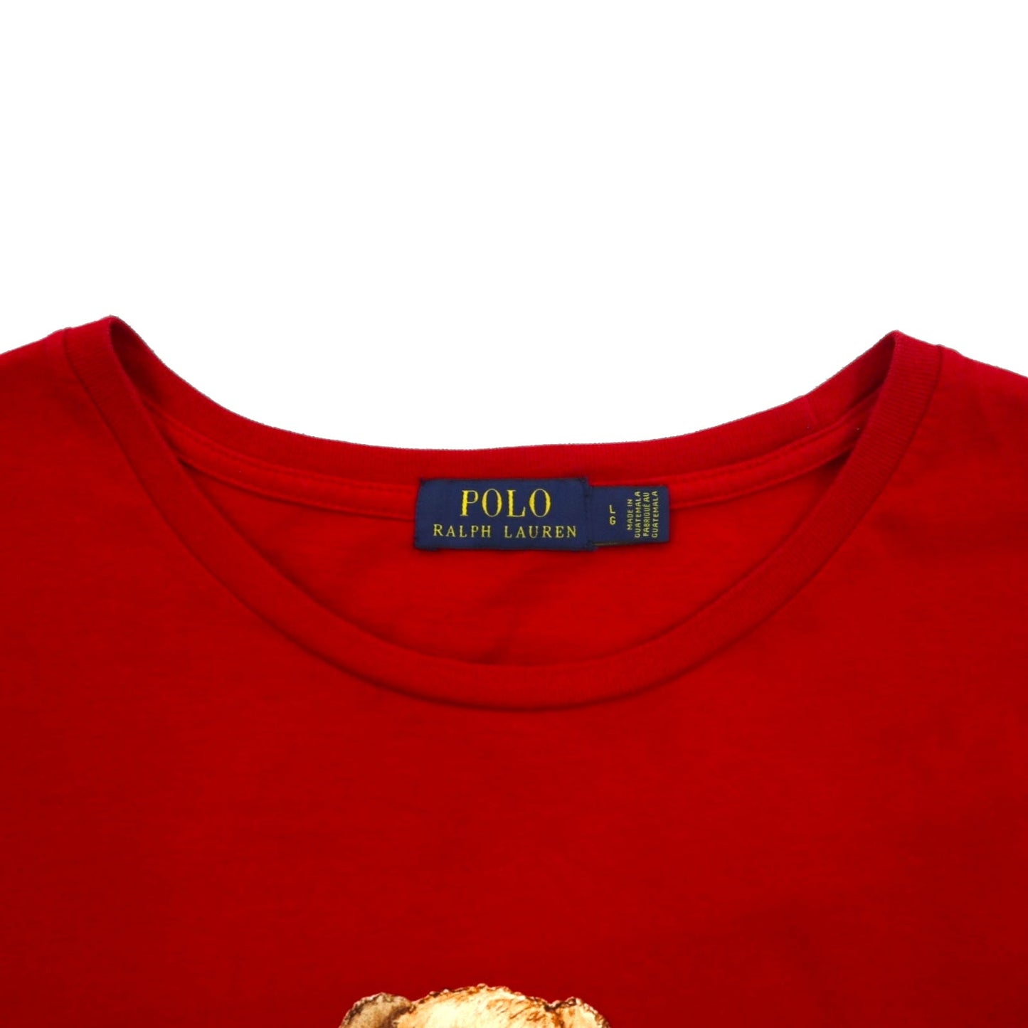 POLO RALPH LAUREN ポロベア プリント Tシャツ L レッド コットン