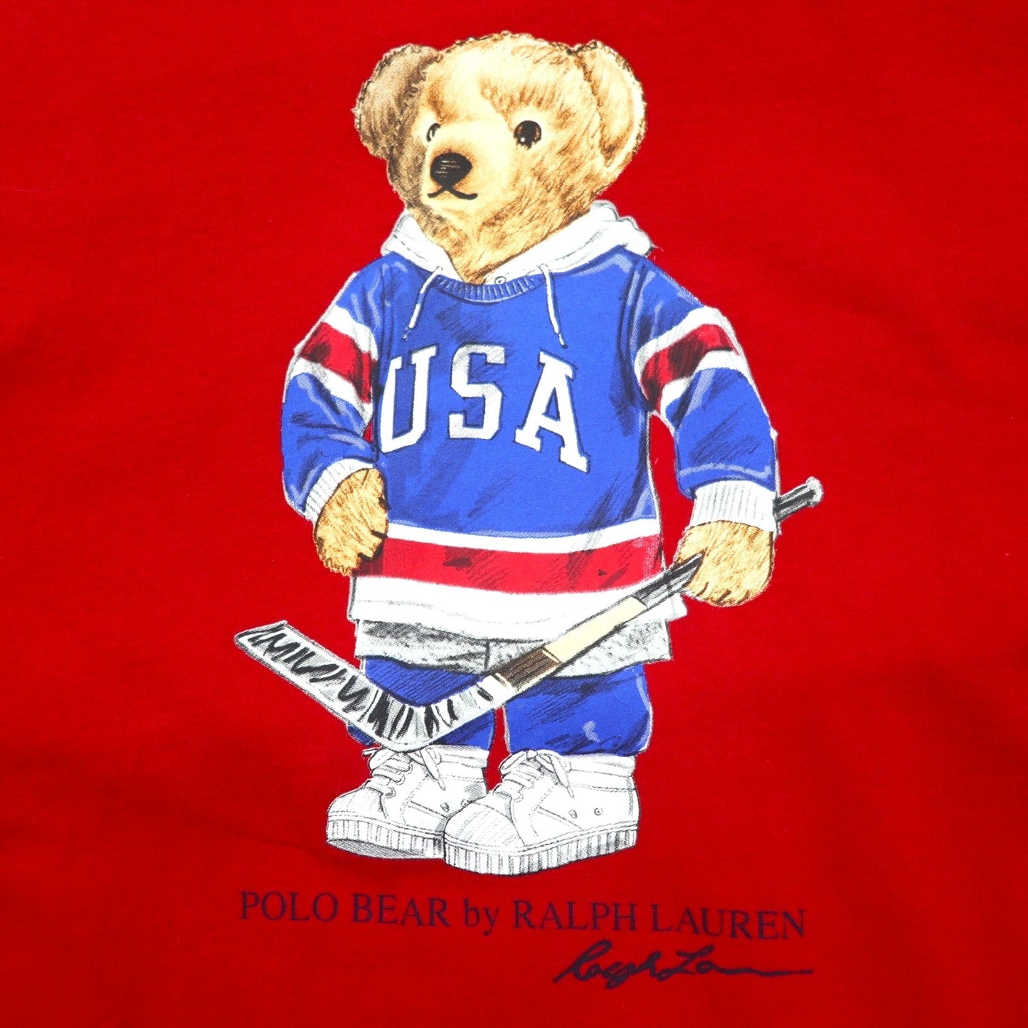 POLO RALPH LAUREN ポロベア プリント Tシャツ L レッド コットン