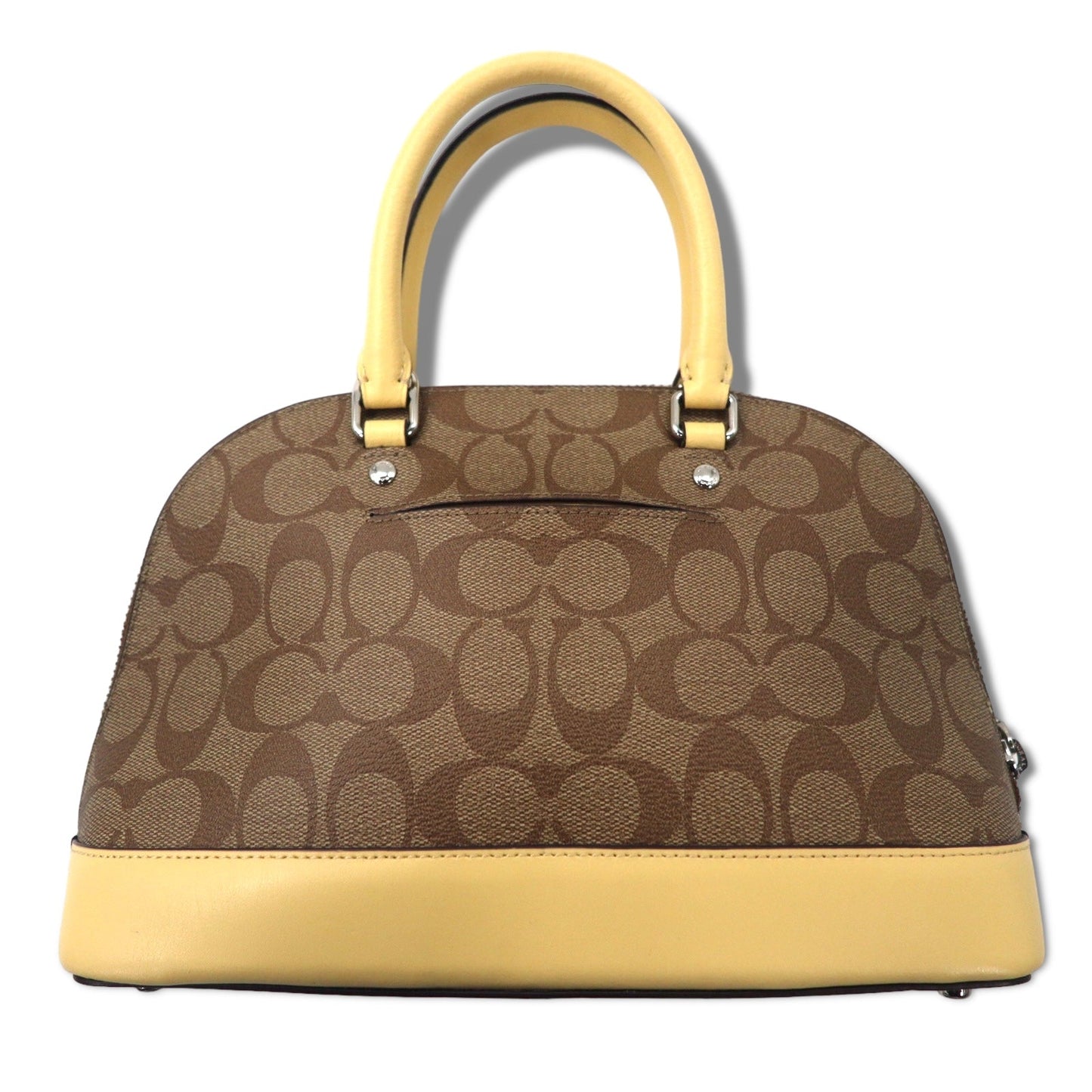COACH シグネチャー ミニ シエラ サッチェル 2WAY ショルダーバッグ ハンドバッグ ブラウン ベージュ PVC レザー ドーム型 F27583