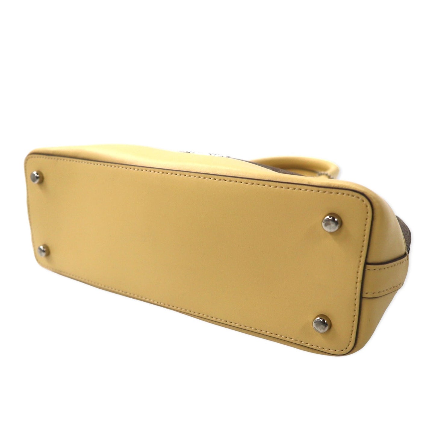 COACH シグネチャー ミニ シエラ サッチェル 2WAY ショルダーバッグ ハンドバッグ ブラウン ベージュ PVC レザー ドーム型 F27583
