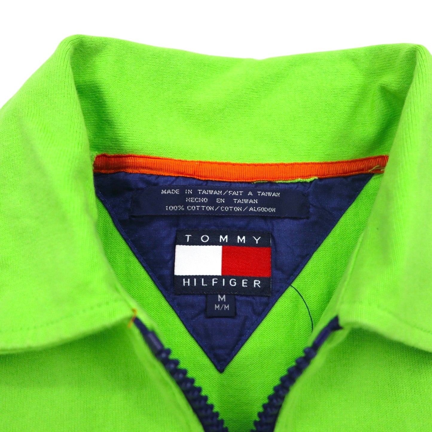TOMMY HILFIGER 00年代 ハーフジップ ポロシャツ M グリーン ネイビー コットン