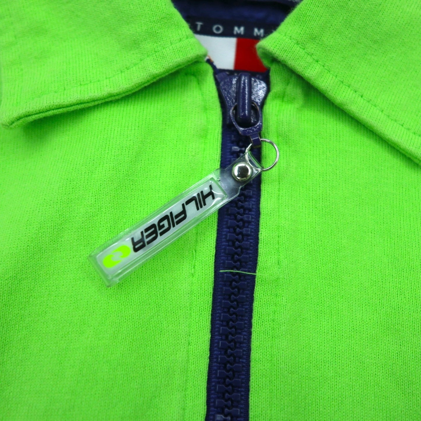 TOMMY HILFIGER 00年代 ハーフジップ ポロシャツ M グリーン ネイビー コットン