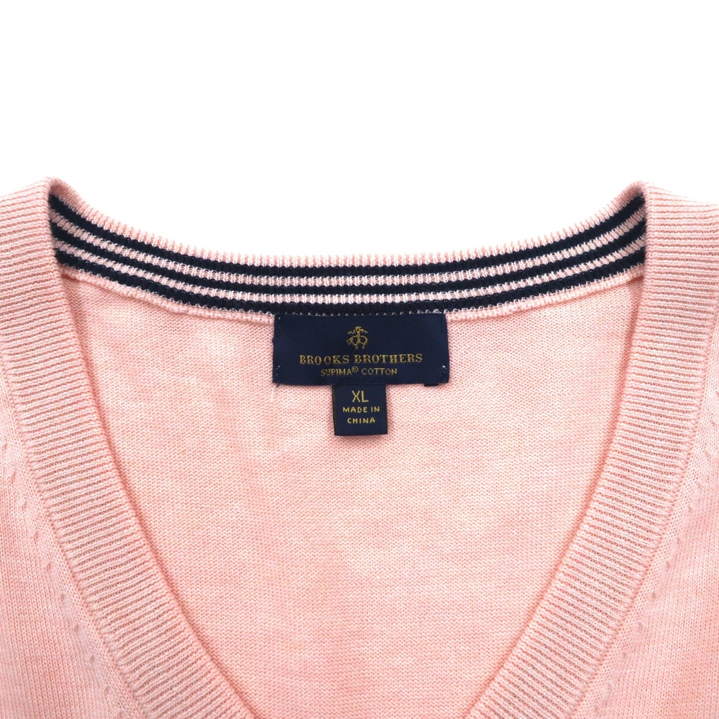 BROOKS BROTHERS スーピマコットン ニット Vネック セーター XL ベージュ