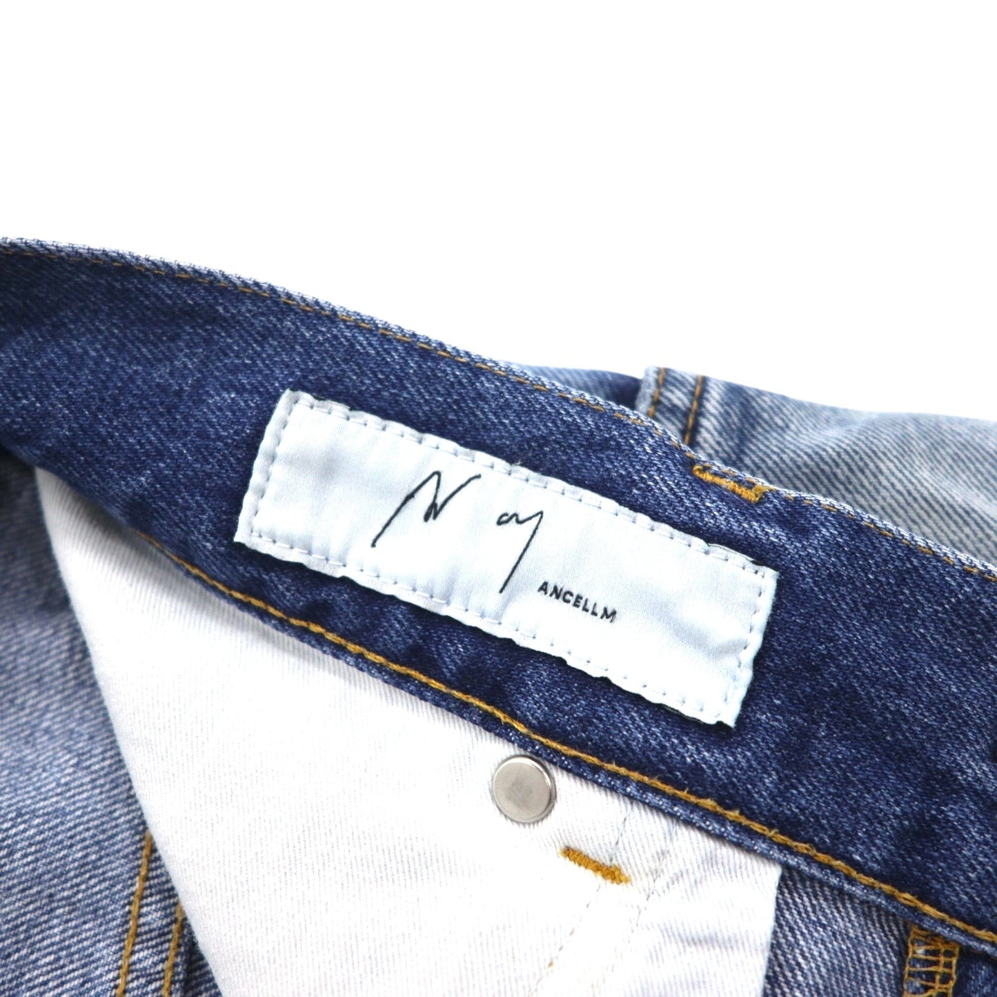 ANCELLM セルビッヂ テーパード デニムパンツ SELVEDGE TAPERED 5P DENIM PANTS L インディゴ ヴィンテージ加工 ANC-PT03-B