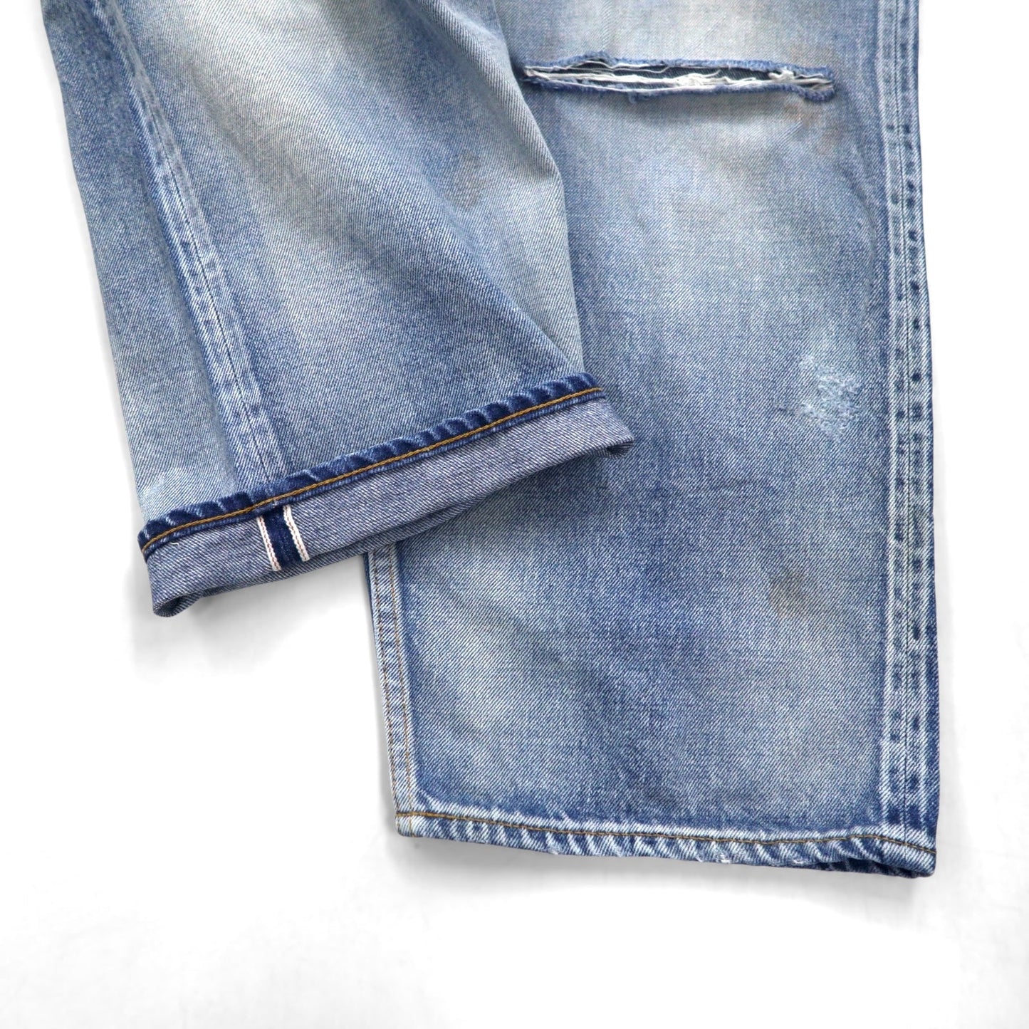 ANCELLM セルビッヂ テーパード デニムパンツ SELVEDGE TAPERED 5P DENIM PANTS L インディゴ ヴィンテージ加工 ANC-PT03-B
