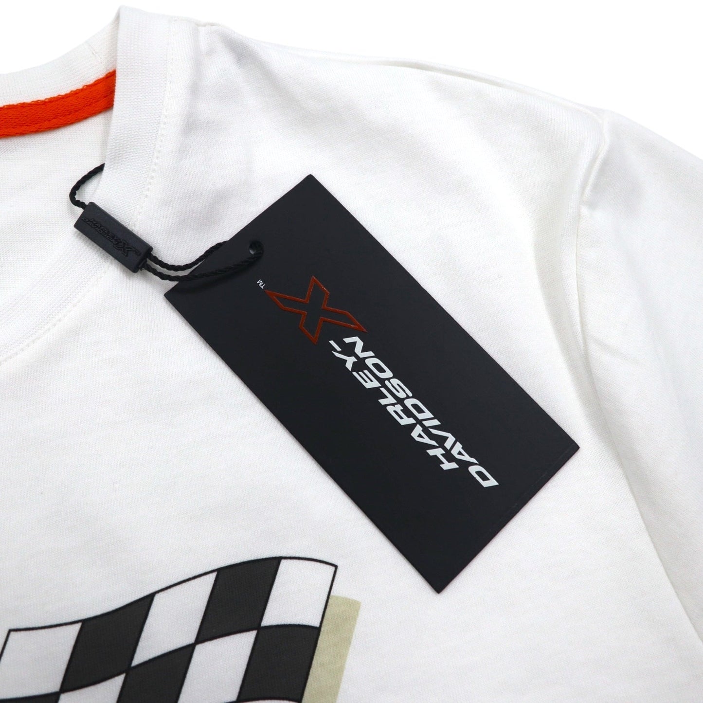 HARLEY DAVIDSON フラッグチェック プリント Tシャツ 2XL ホワイト コットン 未使用品