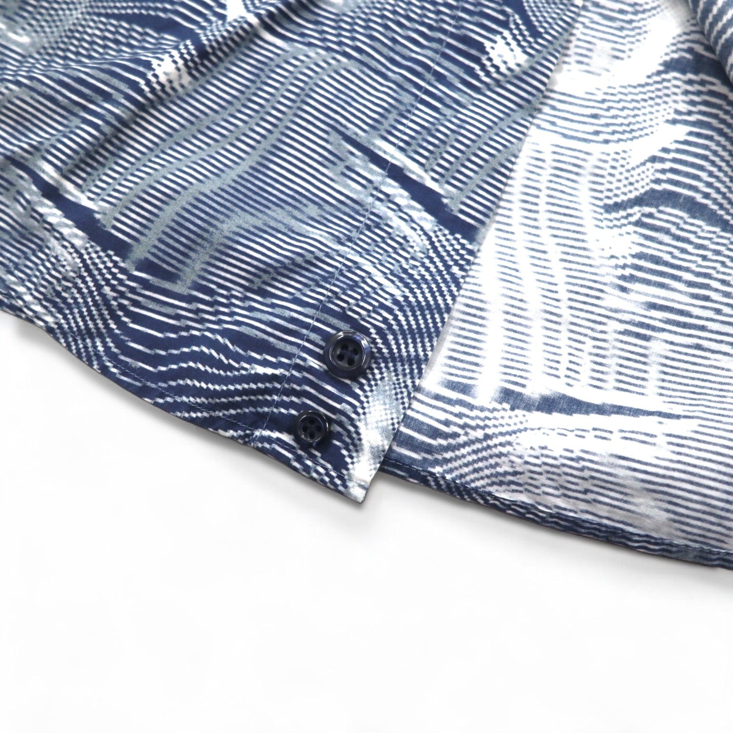 EMPORIO ARMANI 総柄 ドレスシャツ S ネイビー コットン チュニジア製