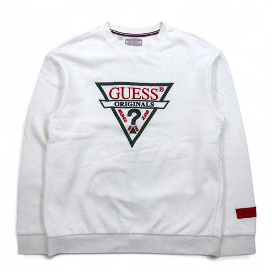 GUESS ORIGINALS トライアングルロゴ 刺繍 スウェット M ホワイト コットン
