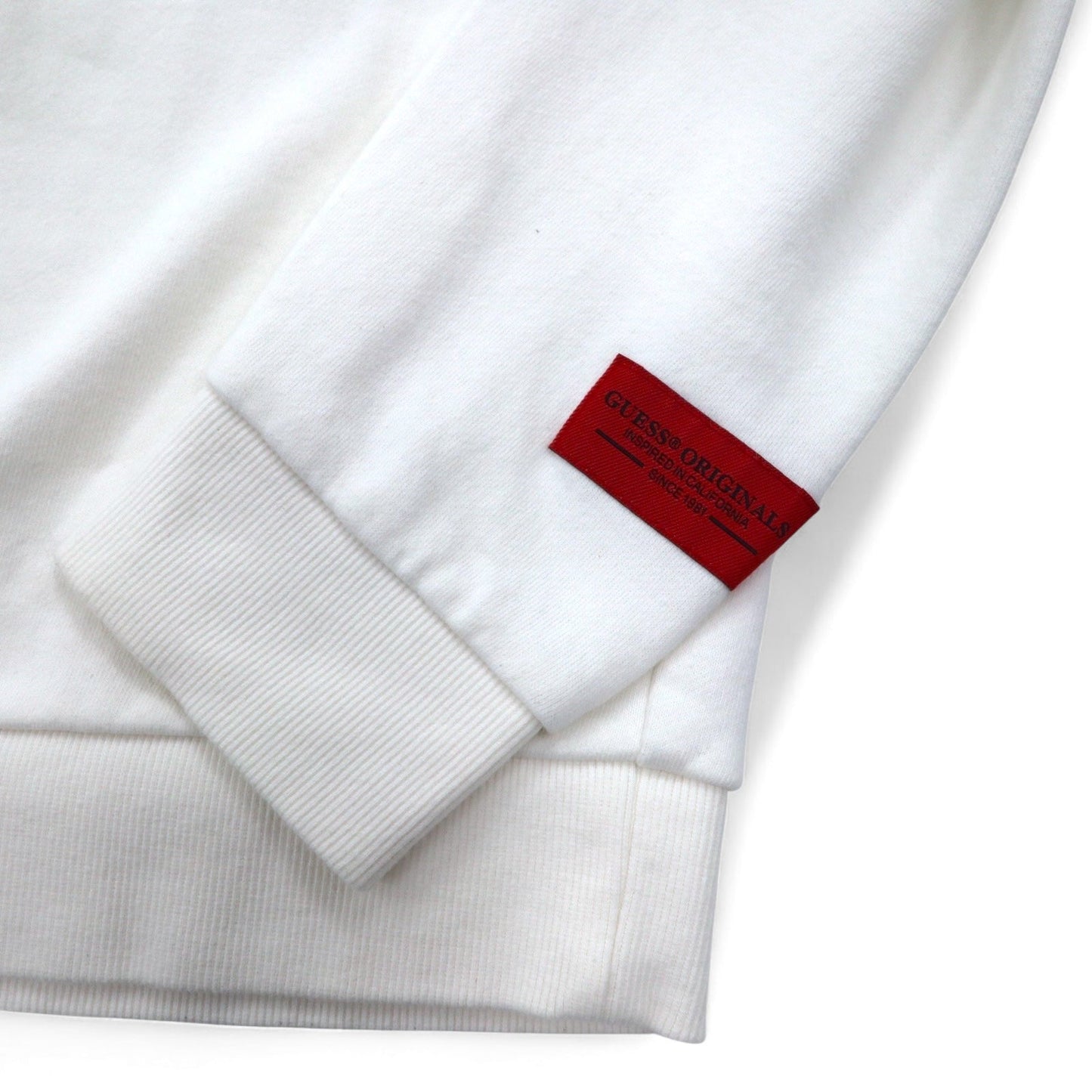 GUESS ORIGINALS トライアングルロゴ 刺繍 スウェット M ホワイト コットン