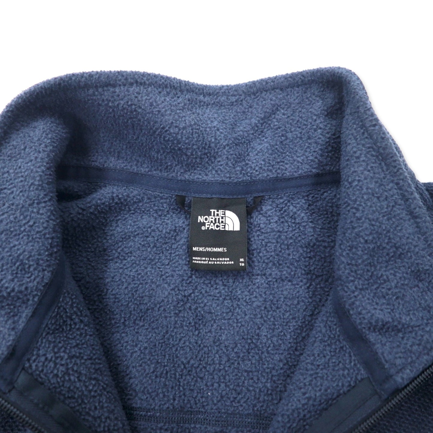 THE NORTH FACE フルジップ フリースジャケット XL ネイビー ポリエステル ワンポイントロゴ刺繍