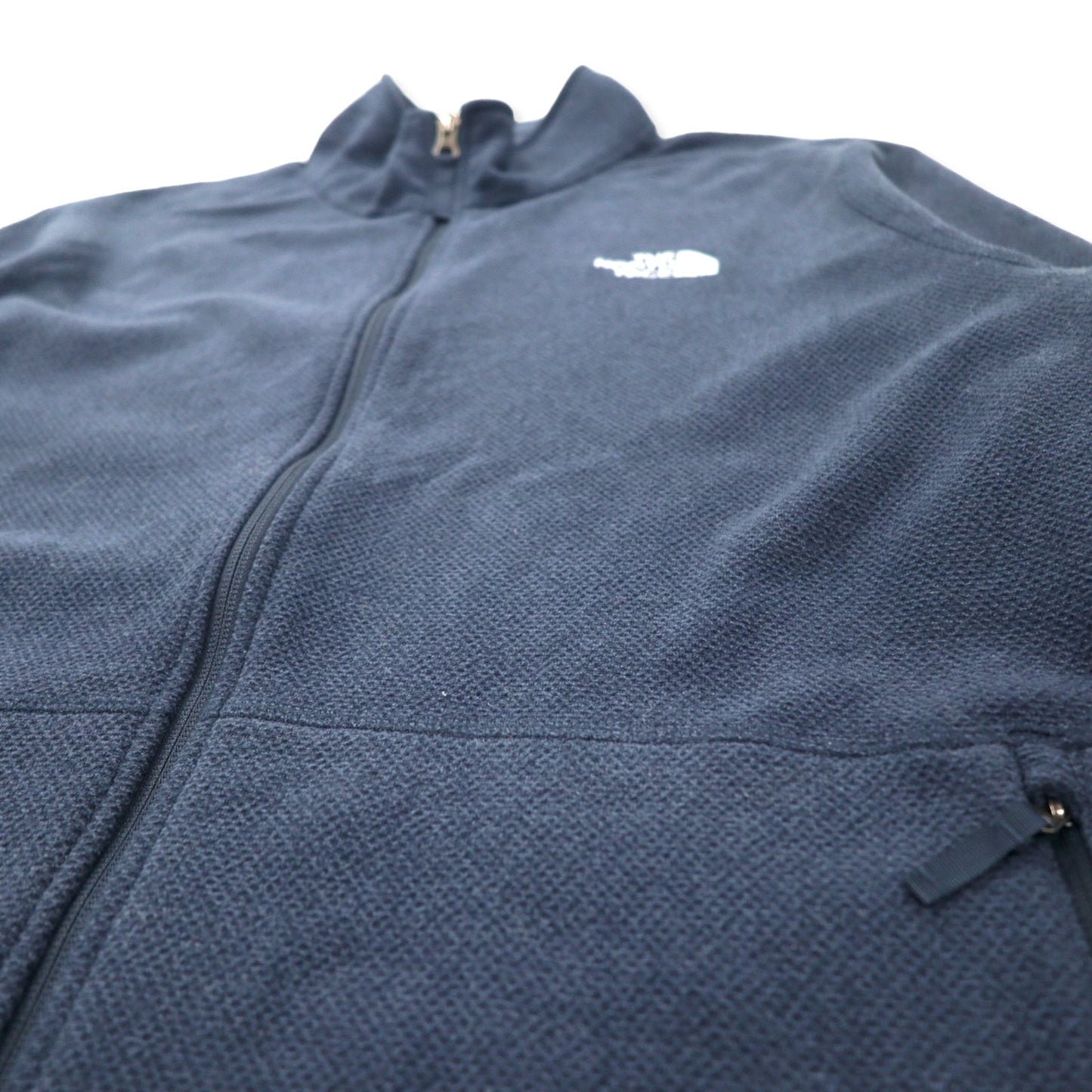 THE NORTH FACE フルジップ フリースジャケット XL ネイビー ポリエステル ワンポイントロゴ刺繍