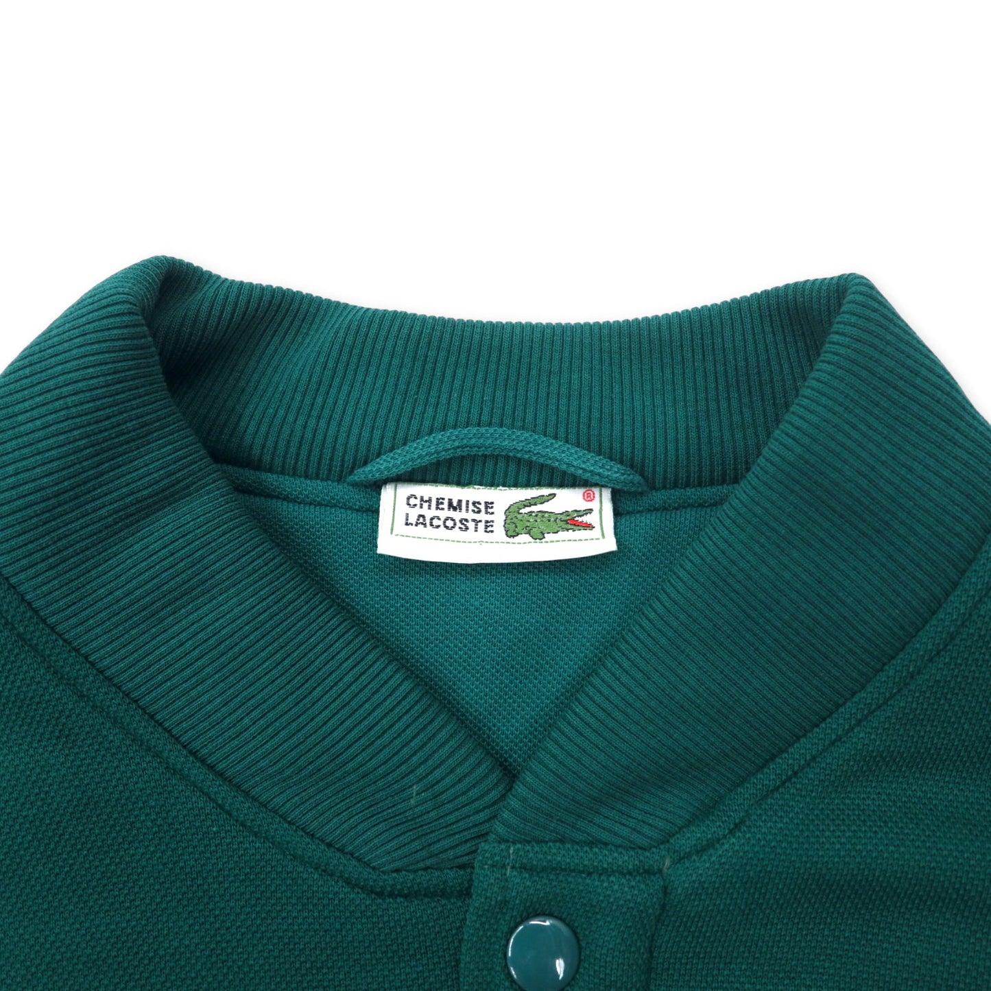CHEMISE LACOSTE フランス製 80年代 フレンチラコステ スナップカーディガン スタジャン 4 グリーン コットン ワンポイントロゴ ビッグサイズ