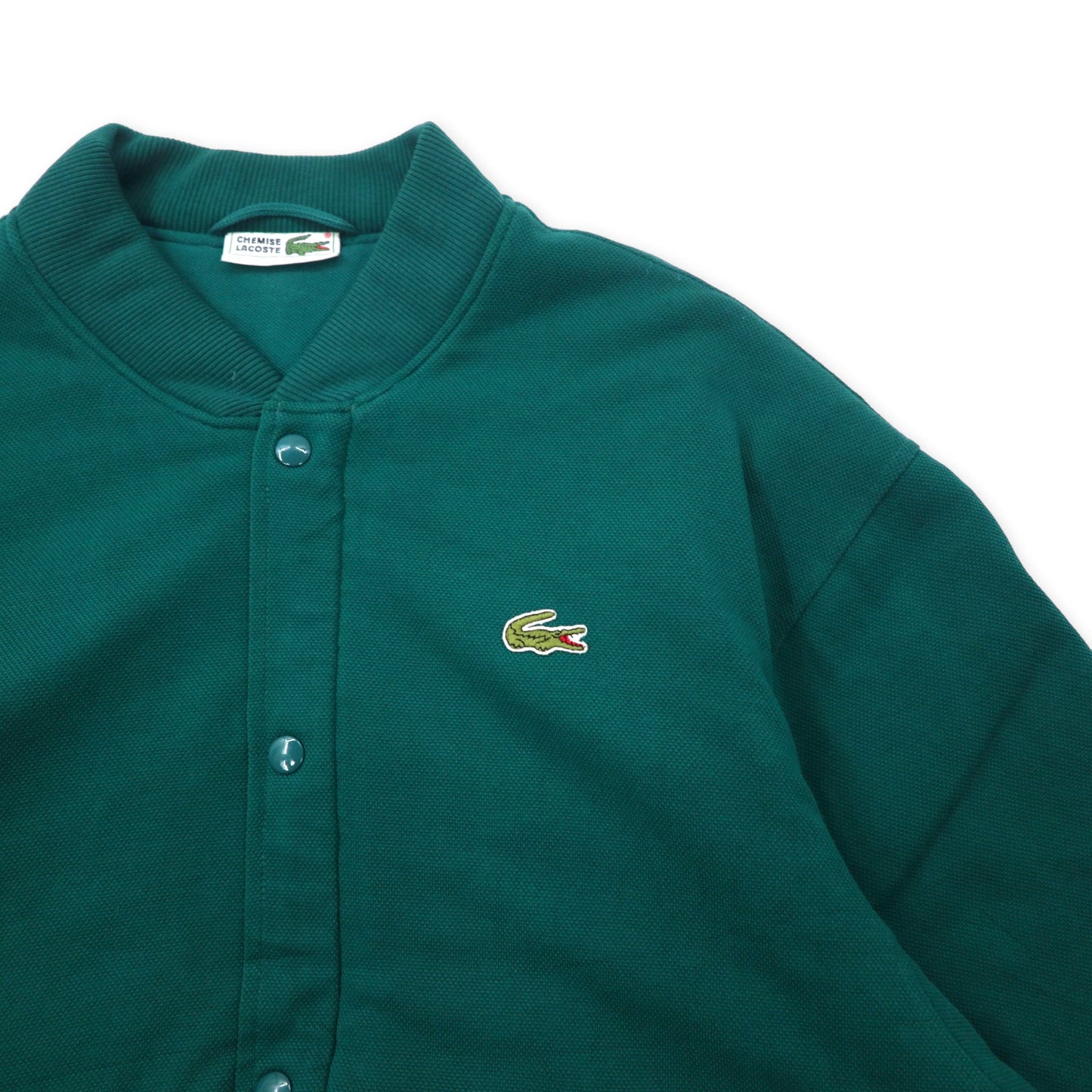 CHEMISE LACOSTE フランス製 80年代 フレンチラコステ スナップカーディガン スタジャン 4 グリーン コットン ワンポイントロゴ ビッグサイズ