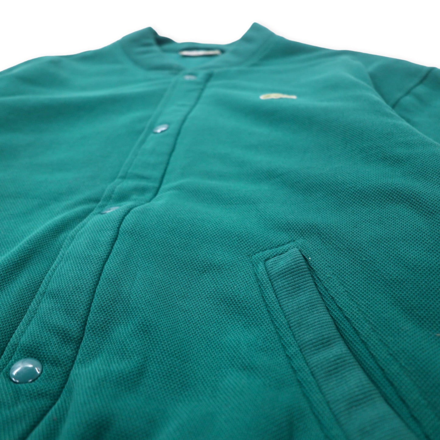 CHEMISE LACOSTE フランス製 80年代 フレンチラコステ スナップカーディガン スタジャン 4 グリーン コットン ワンポイントロゴ ビッグサイズ