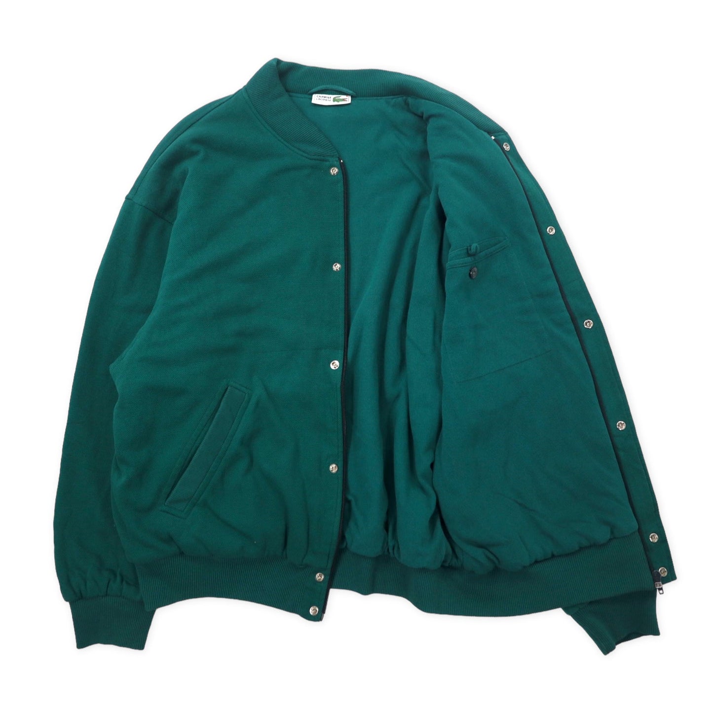 CHEMISE LACOSTE フランス製 80年代 フレンチラコステ スナップカーディガン スタジャン 4 グリーン コットン ワンポイントロゴ ビッグサイズ