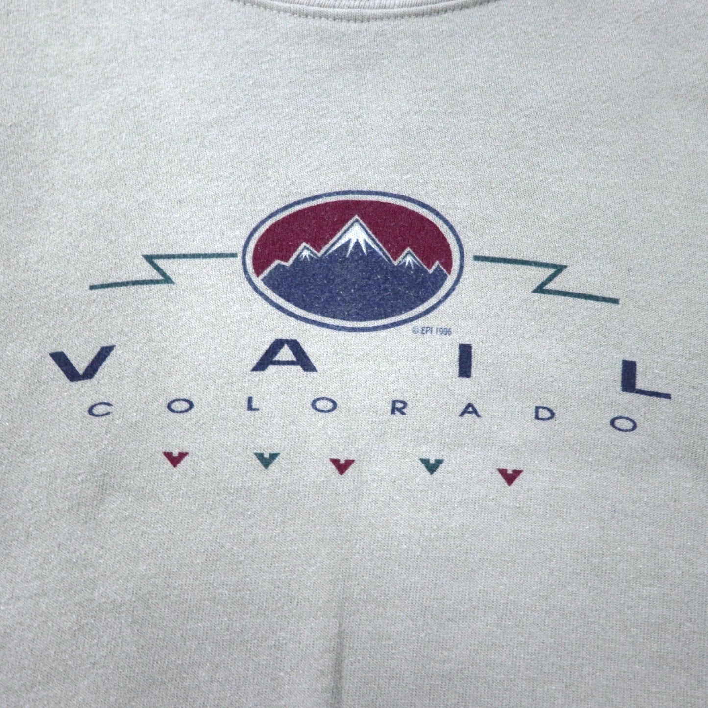 ALORE USA製 90年代 プリント スウェット L ベージュ グレー コットン 裏起毛 VAIL COLORADO