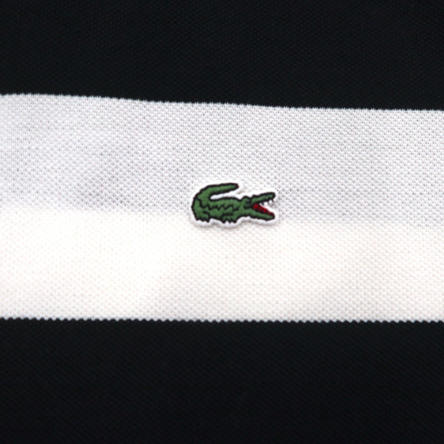 LACOSTE ボーダー ポロシャツ 2XL REGULAR FIT ホワイト ブラック 鹿の子 ビッグサイズ PH4984