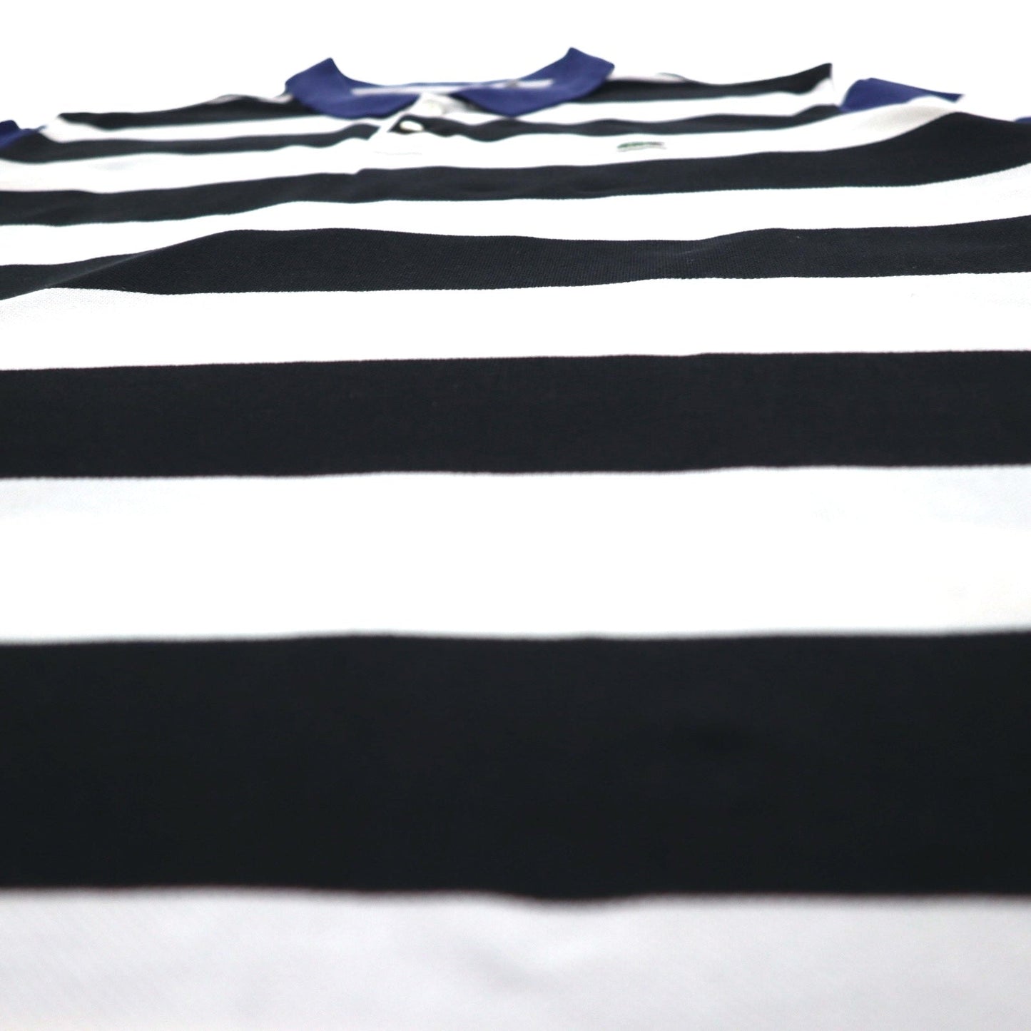 LACOSTE ボーダー ポロシャツ 2XL REGULAR FIT ホワイト ブラック 鹿の子 ビッグサイズ PH4984