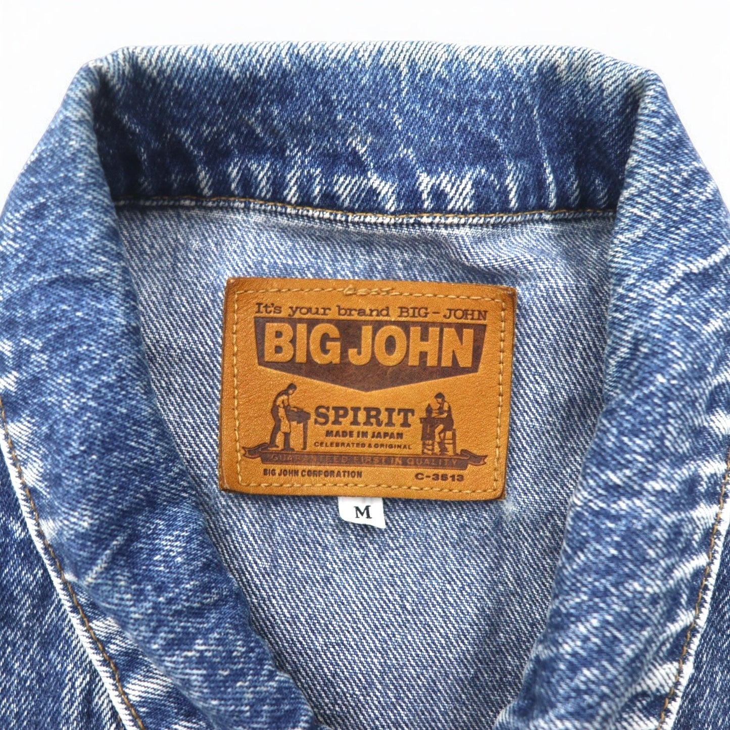BIG JOHN SPIRIT 90年代 ケミカルウォッシュ デニムジャケット Gジャン M インディゴ ブルー 日本製