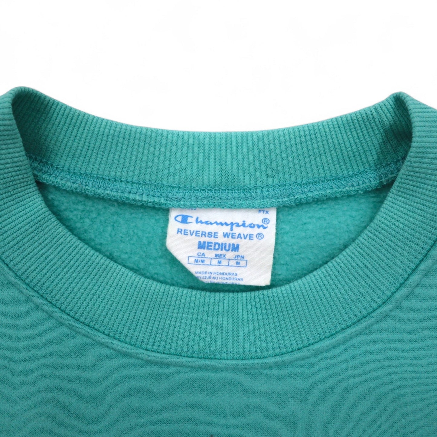 Champion リバースウィーブ REVERSE WEAVE スウェット M グリーン 裏起毛 青単タグ 復刻 袖プリント ホンジュラス製