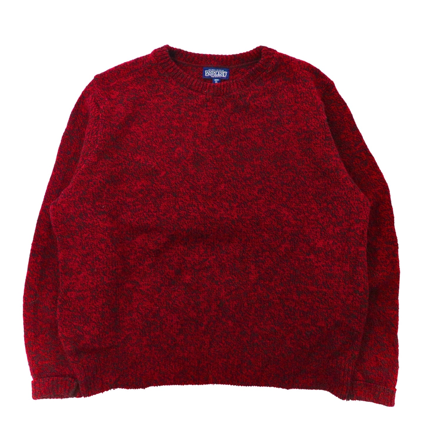 LANDS' END ビッグサイズ クルーネックニット セーター XL レッド ウール 90年代 USA製