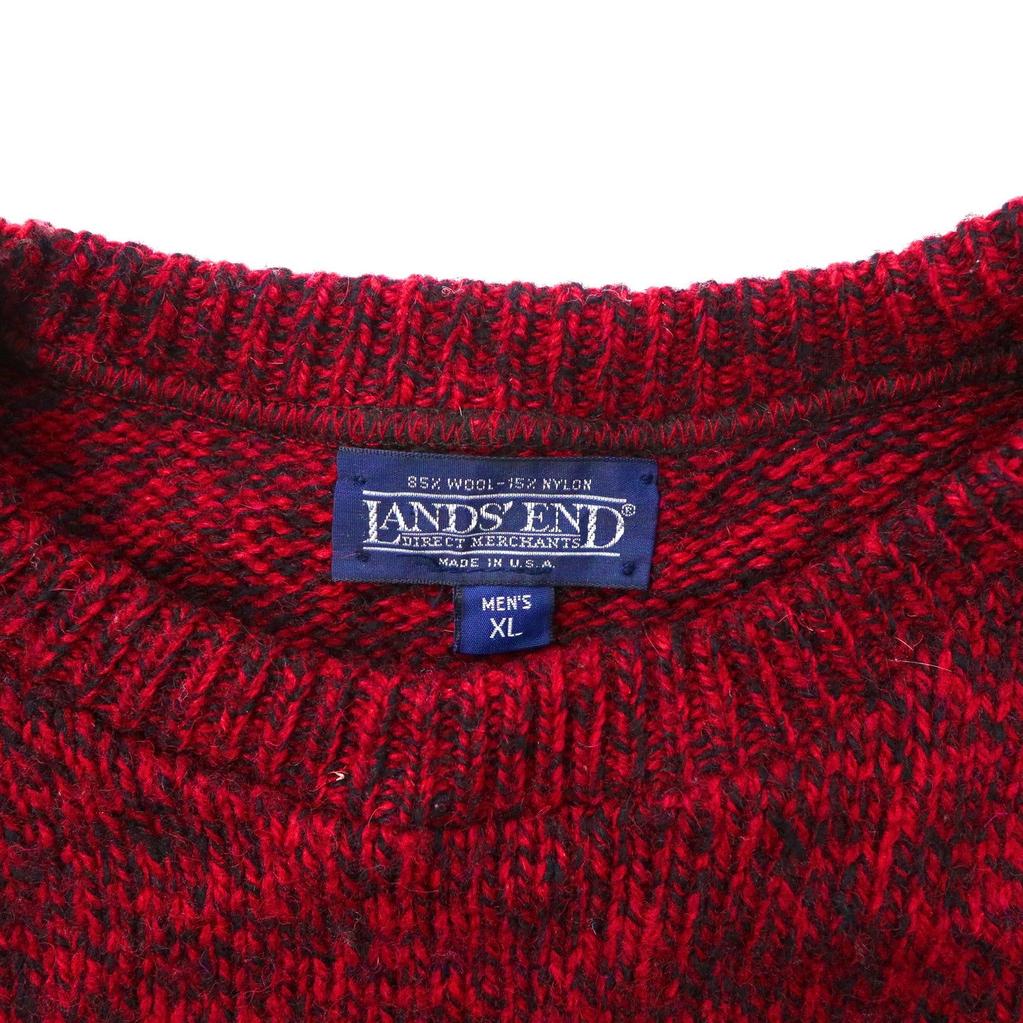LANDS' END ビッグサイズ クルーネックニット セーター XL レッド ウール 90年代 USA製