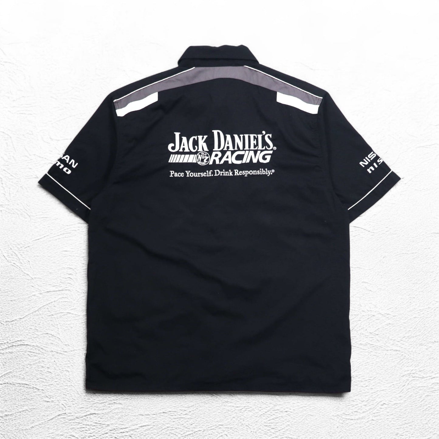 JACK DANIEL'S RACING ジャックダニエル 半袖 レーシングシャツ 2XL ブラック 両面ロゴ 刺繍
