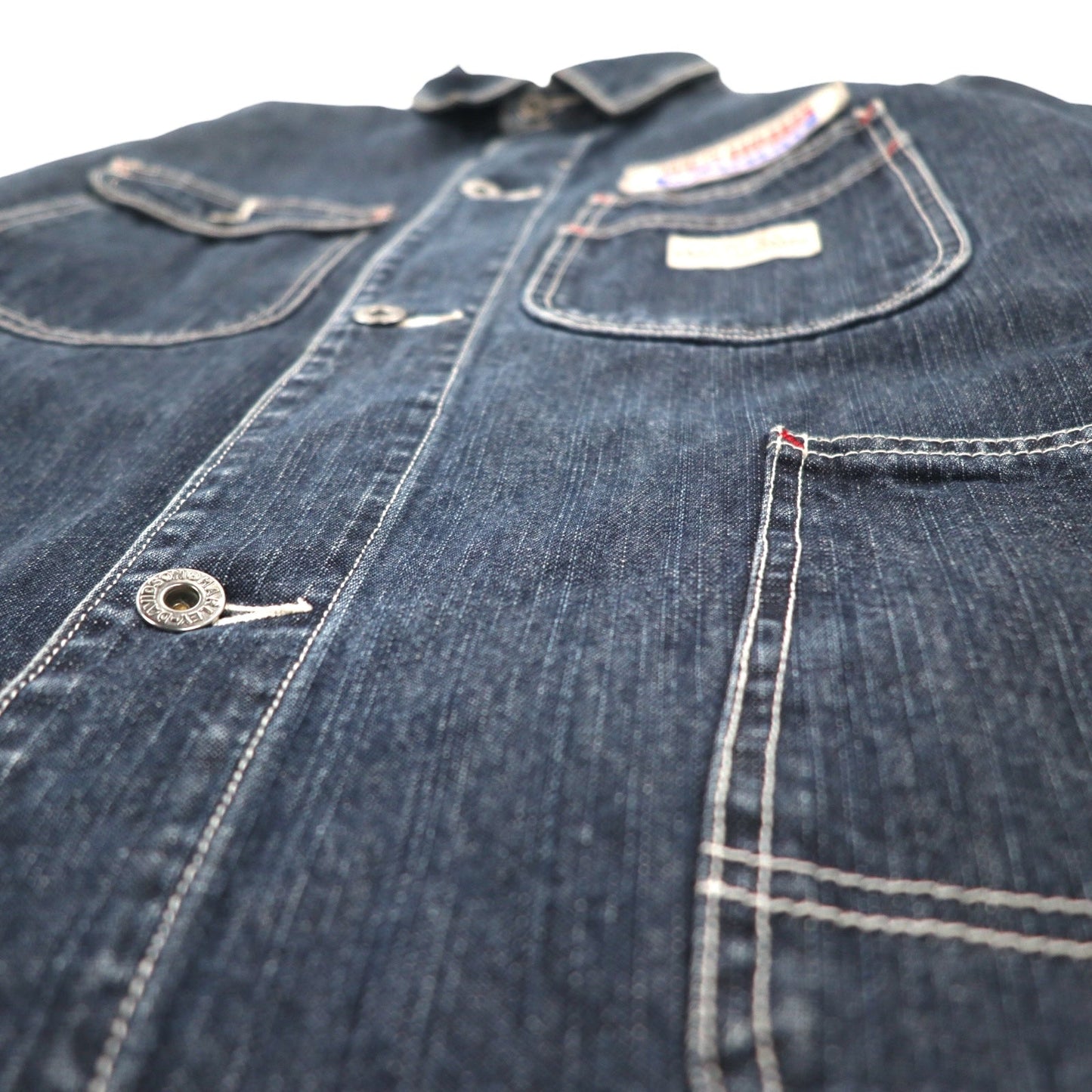 HARLEY DAVIDSON デニム カバーオール L インディゴ ブルー コットン ワッペン
