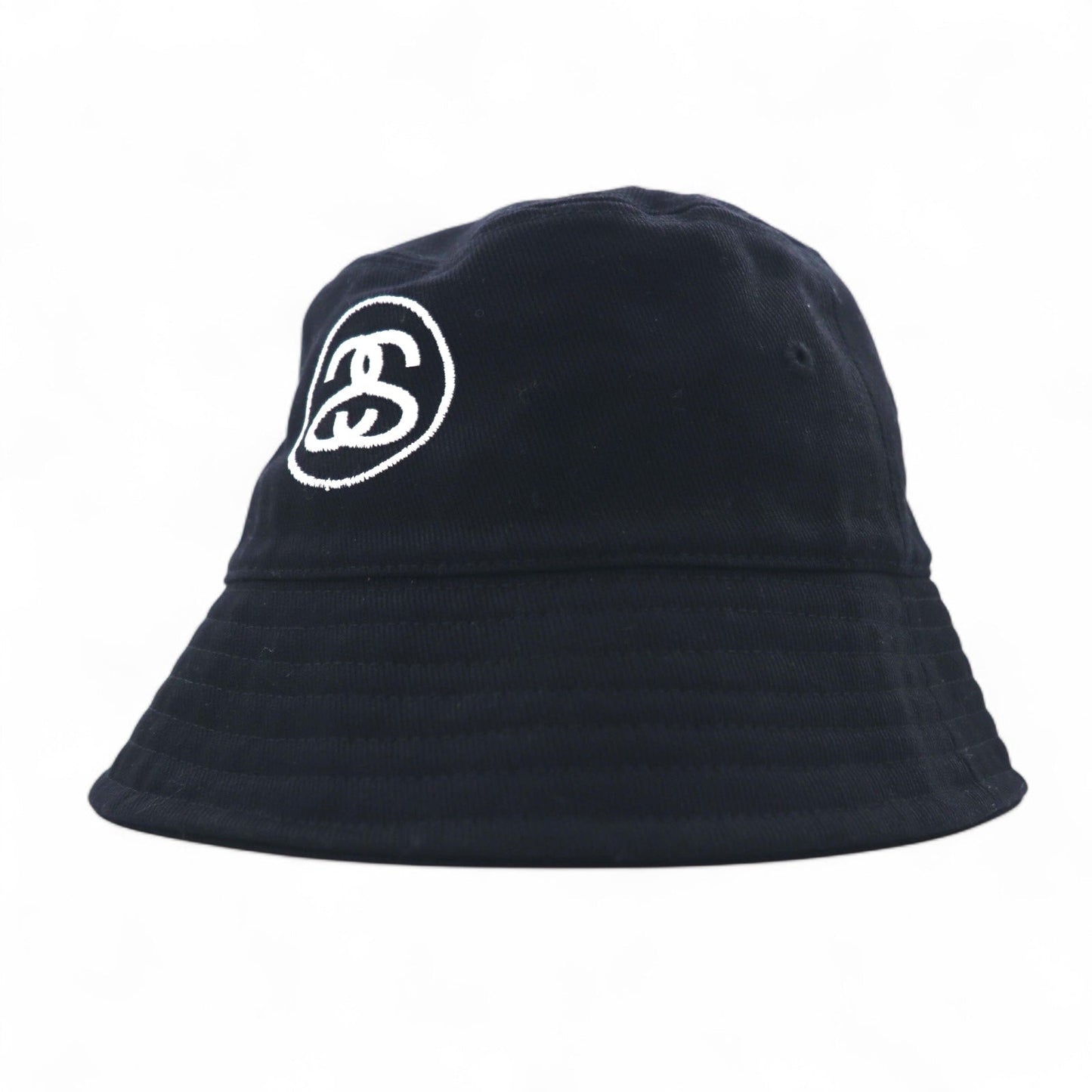 Stussy SSリンク シャネルロゴ刺繍 ディープ バケットハット S/M ブラック SS Link Deep Bucket Hat 1321185
