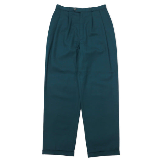 BOUTIQUE by Elegance S.A. Paris 西ドイツ製 80年代 2タック ワイド スラックスパンツ 40 グリーン ウール ユーロヴィンテージ