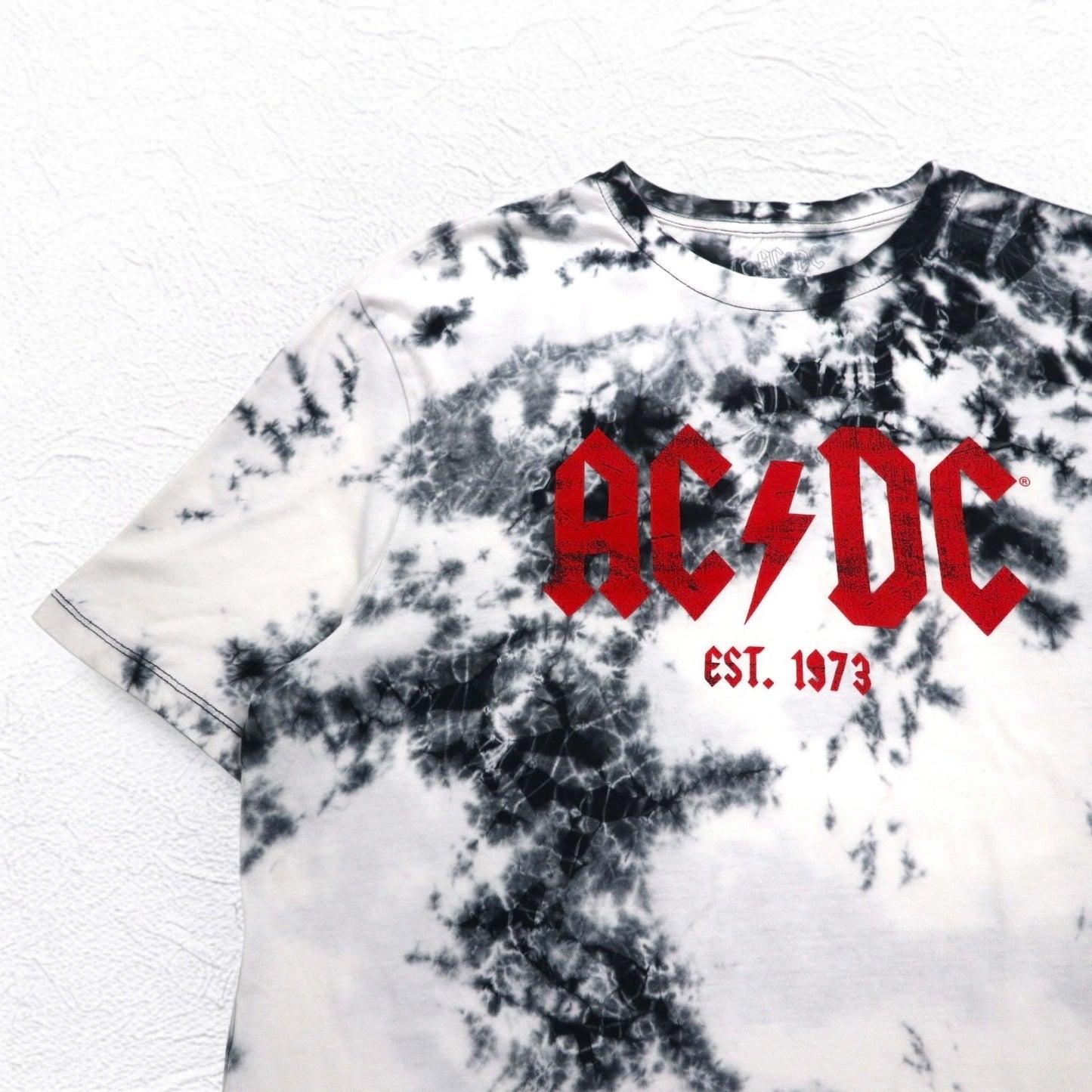 AC/DC オフィシャル ロック バンド Tシャツ バンT L ホワイト タイダイ コットン