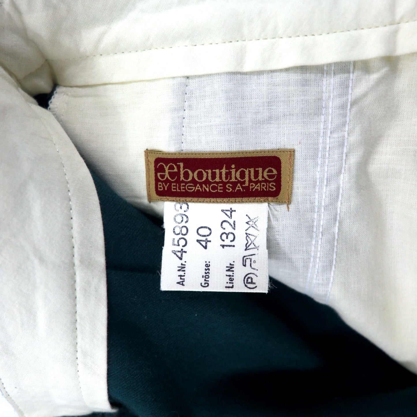BOUTIQUE by Elegance S.A. Paris 西ドイツ製 80年代 2タック ワイド スラックスパンツ 40 グリーン ウール ユーロヴィンテージ