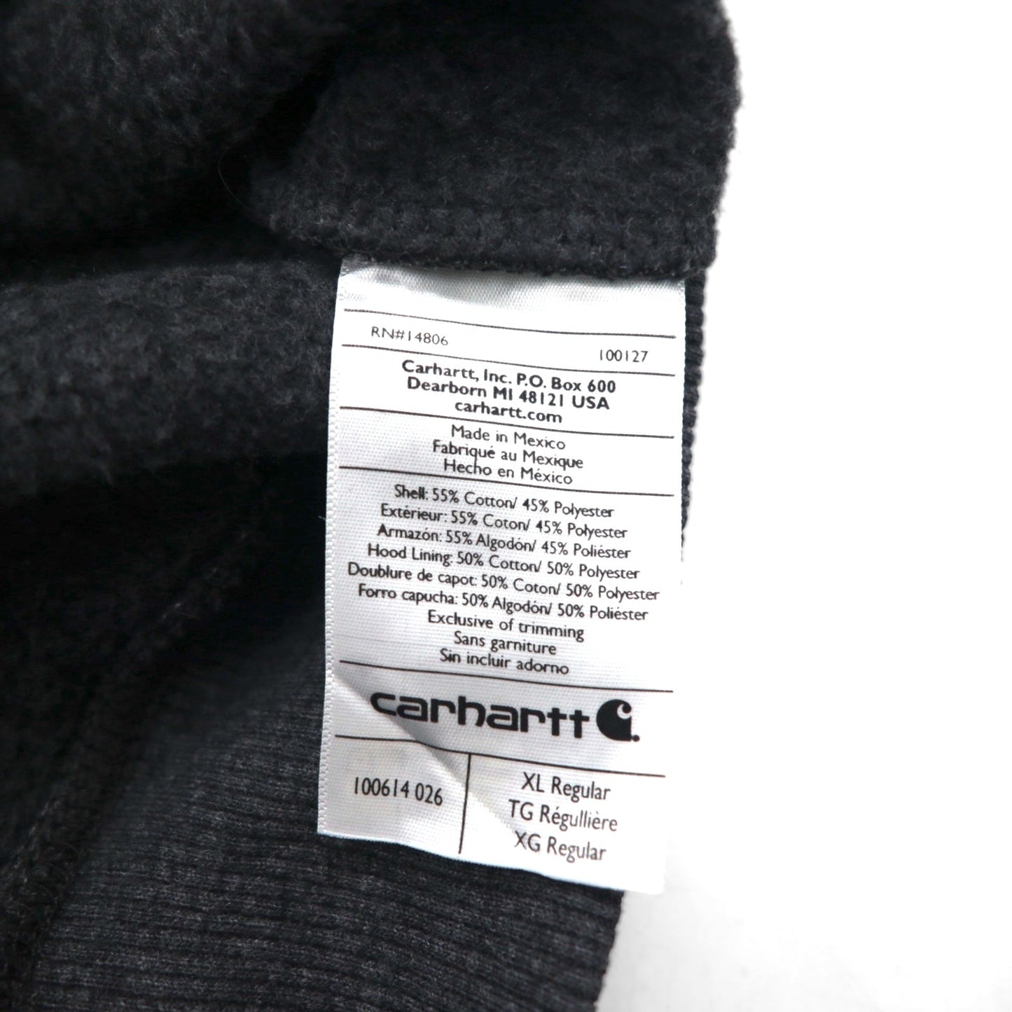 carhartt レインディフェンダー Rain Defender パクストン ヘビーウェイト フルジップパーカー Paxton Heavyweight Hooded Zip-Front Sweatshirt XL グレー 裏起毛 100614