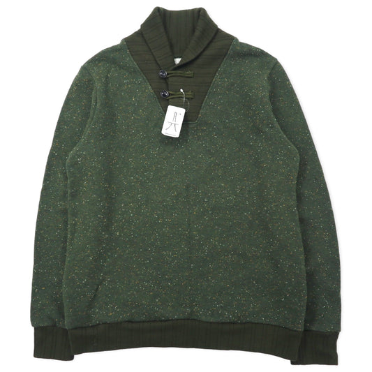 BLUE / BLUE ショールカラー スウェット ONE カーキ コットン カラーネップ 日本製 未使用品