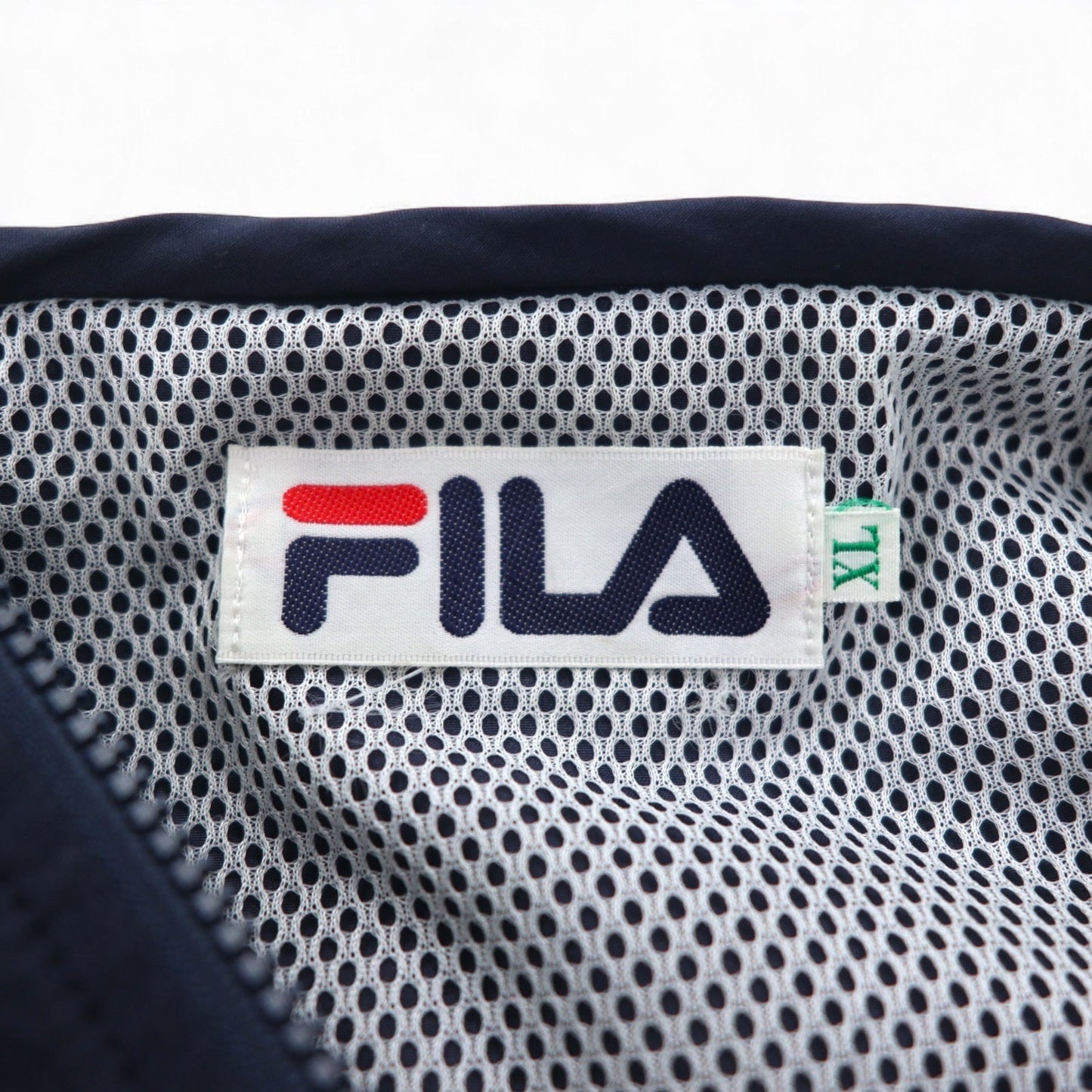 FILA 90年代 ナイロンパーカー XL ネイビー メッシュライナー フード着脱式 ドローコード