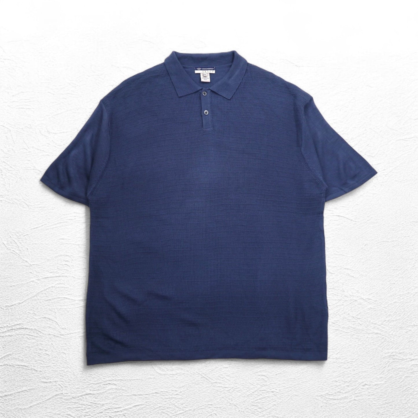 DOCKERS ( Levi's ) 90年代 半袖 ハイゲージ ジャガードニット ポロシャツ 2XL ネイビー EXACT