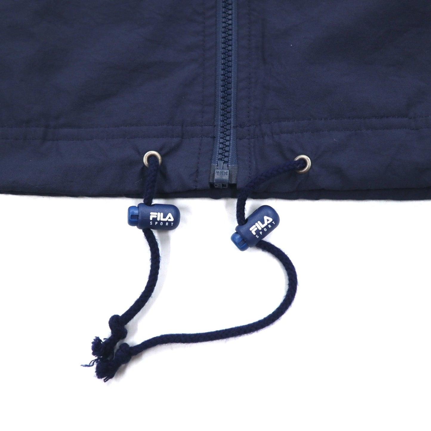 FILA 90年代 ナイロンパーカー XL ネイビー メッシュライナー フード着脱式 ドローコード