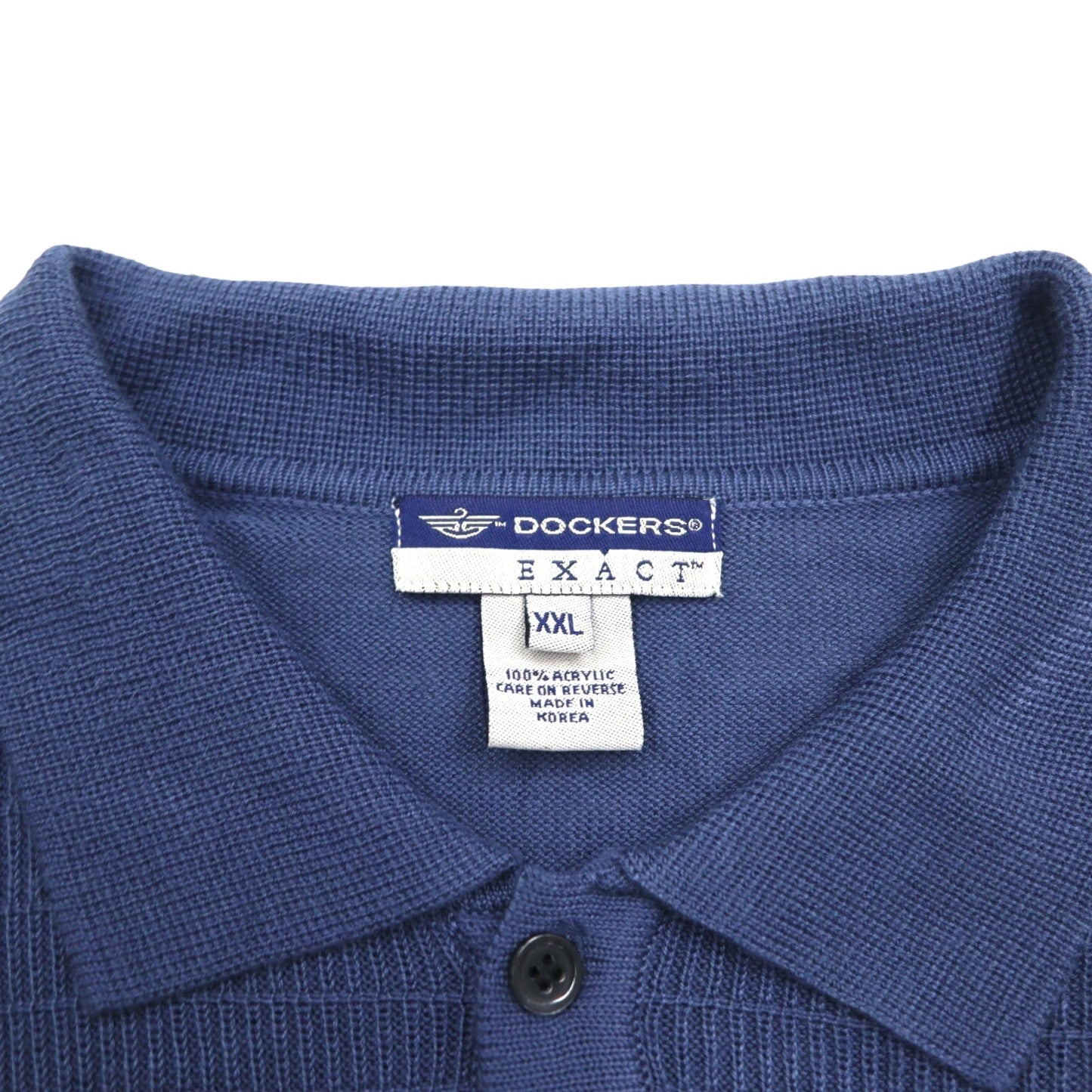 DOCKERS ( Levi's ) 90年代 半袖 ハイゲージ ジャガードニット ポロシャツ 2XL ネイビー EXACT