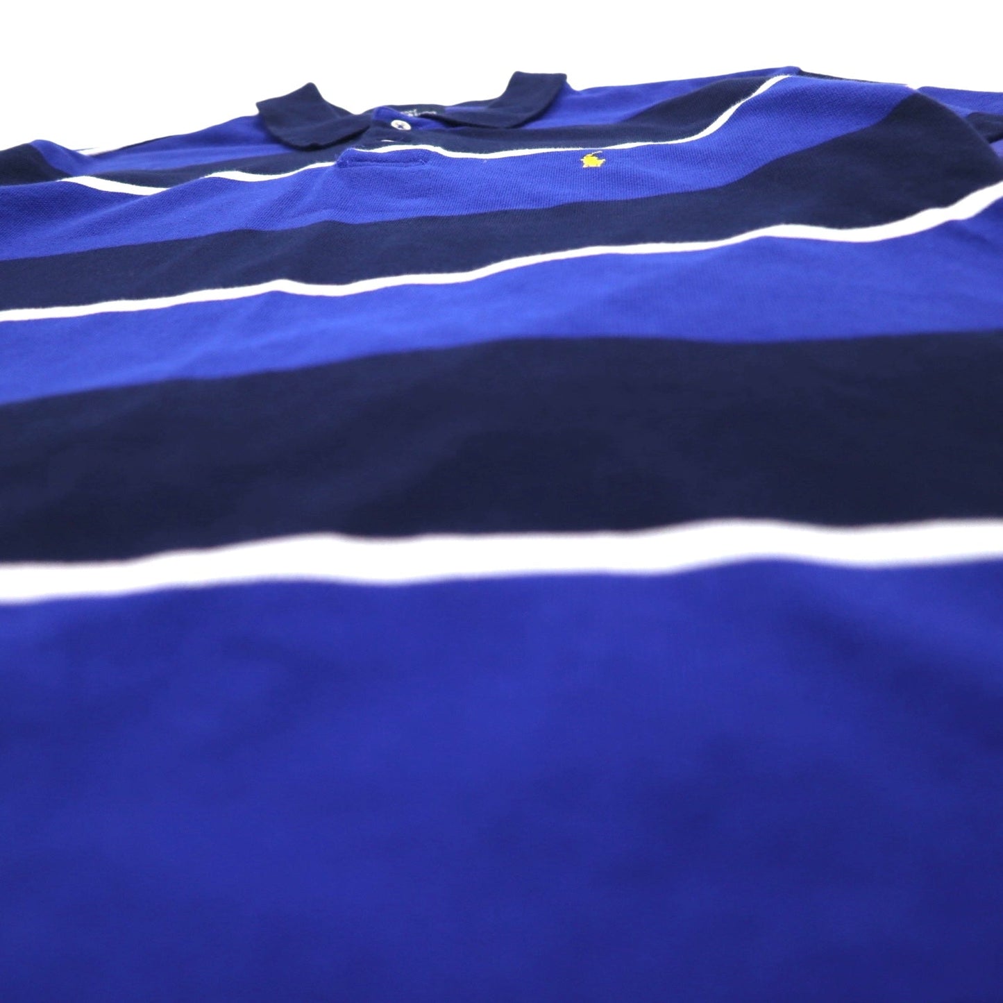 Polo by Ralph Lauren 90年代 ボーダー ポロシャツ M ネイビー ブルー 鹿の子 スモールポニー刺繍 ペルー製