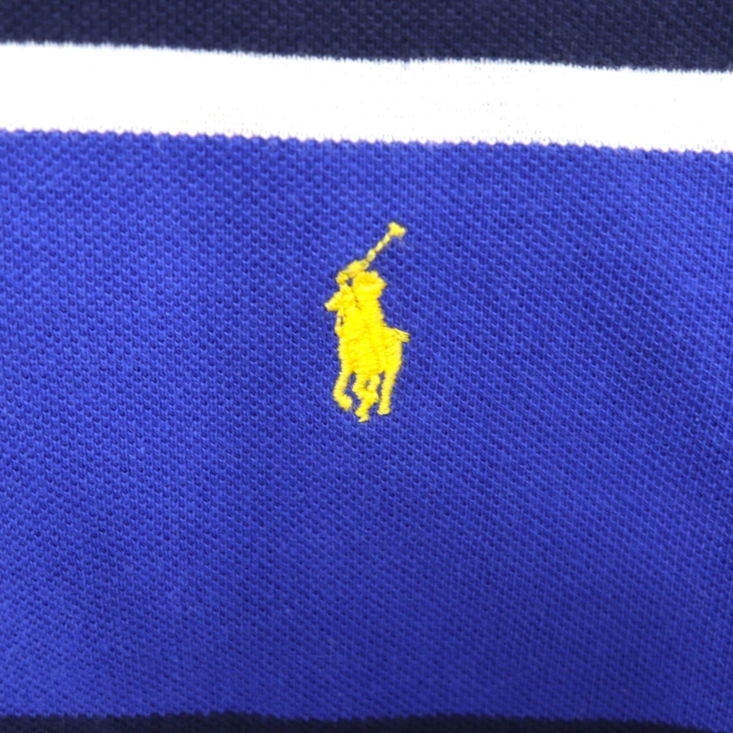 Polo by Ralph Lauren 90年代 ボーダー ポロシャツ M ネイビー ブルー 鹿の子 スモールポニー刺繍 ペルー製