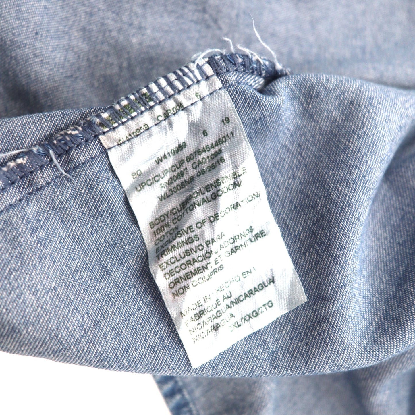 Dickies ストーンウォッシュド デニムシャツ ボタンダウン XXL インディゴ ブルー ビッグサイズ WL300SNB ニカラグア製