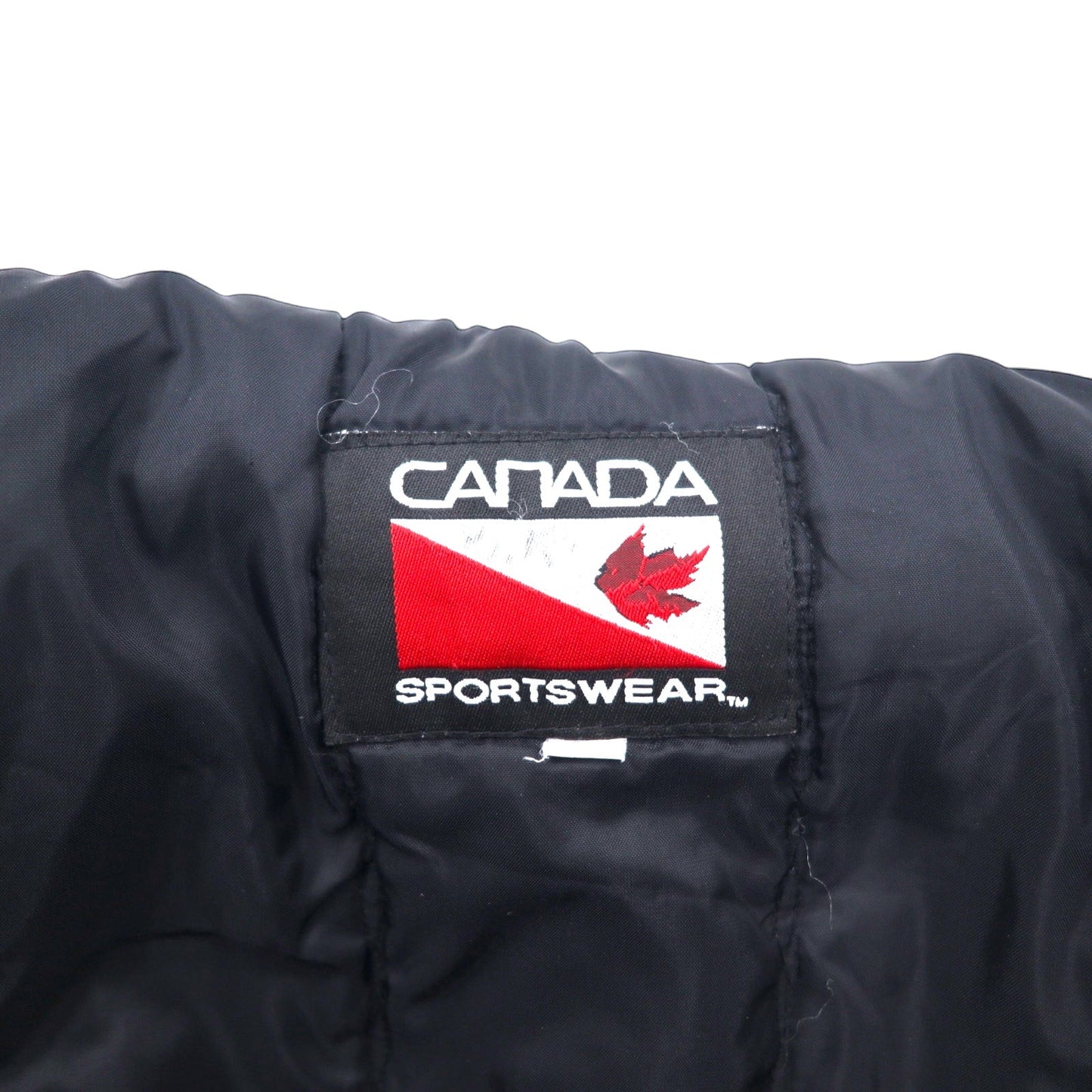 カナダ製 90年代 CANADA SPORTSWEAR 袖レザー スタジャン XL ネイビー レザー ウール CANADIAN THUNDERBIRDS 刺繍