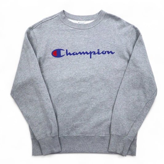 Champion ベーシック クルーネック スウェット L グレー コットン スクリプトロゴ C3-H004