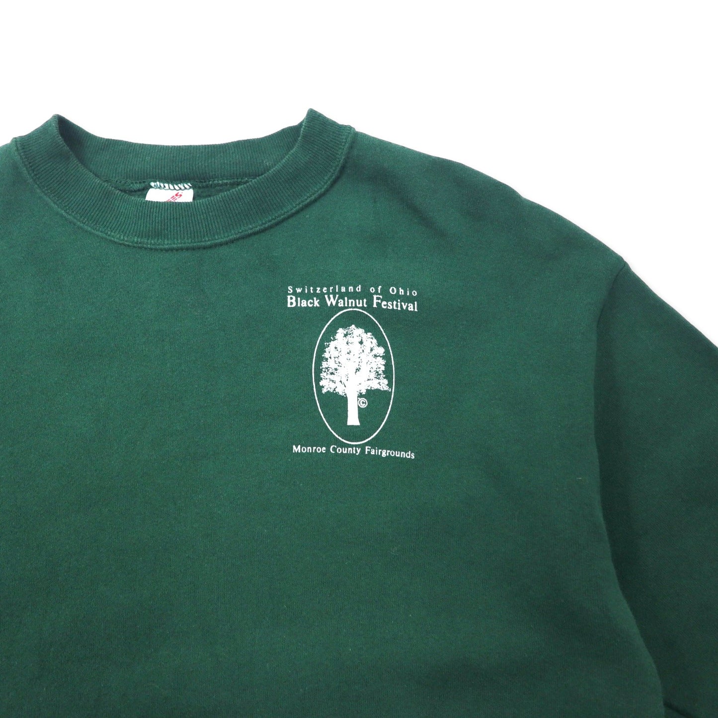 JERZEES USA製 90年代 クルーネック スウェット M グリーン コットン 裏起毛 Black Walnut Festival
