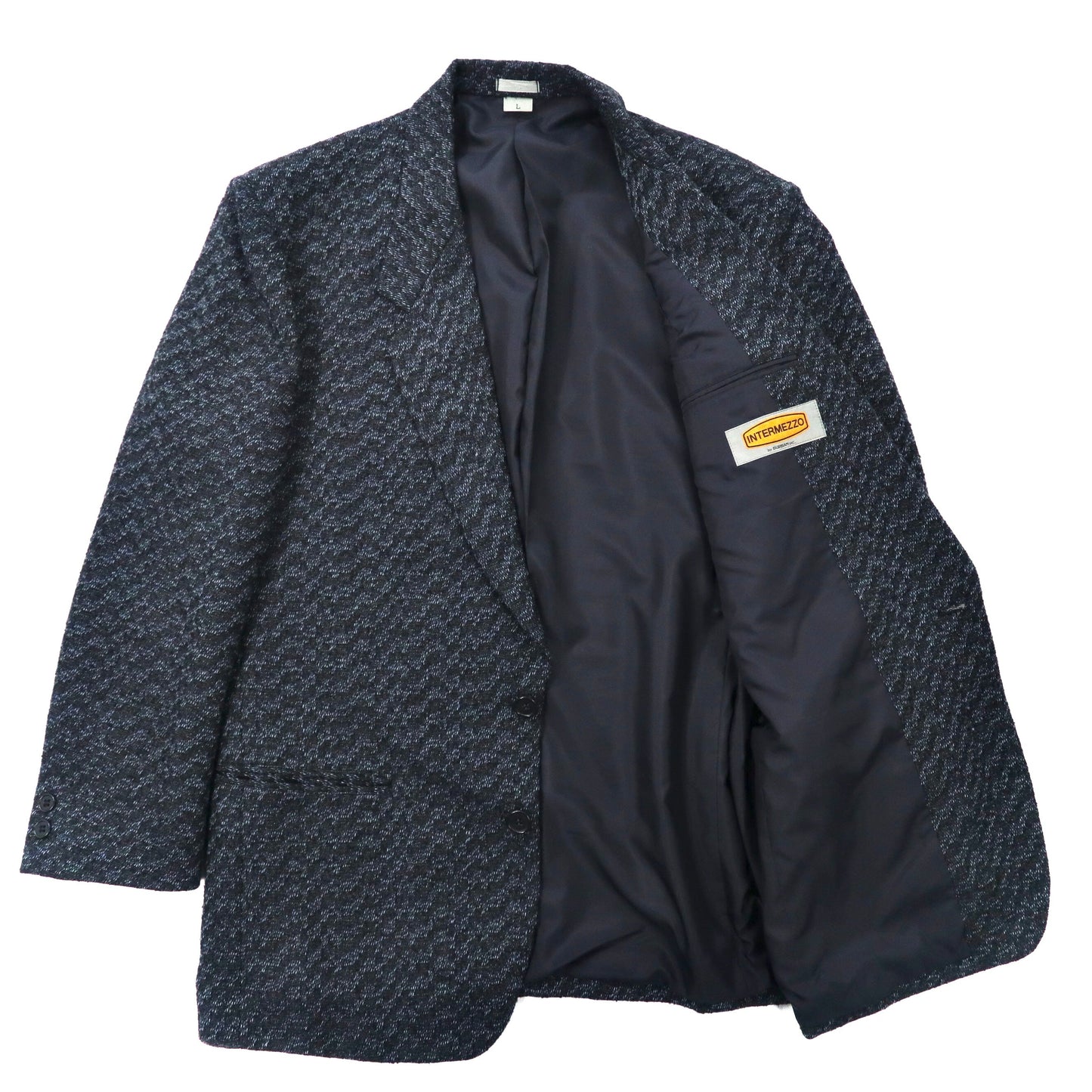 INTERMEZZO by D'URBAN 総柄 スーツ セットアップ L ネイビー ウール 80年代 日本製