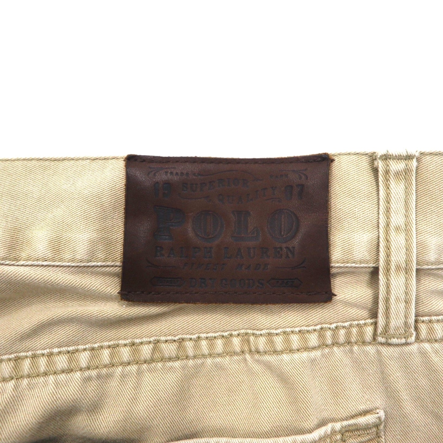 POLO RALPH LAUREN ストレート チノパンツ L ベージュ コットン TALONジップ レザーパッチ
